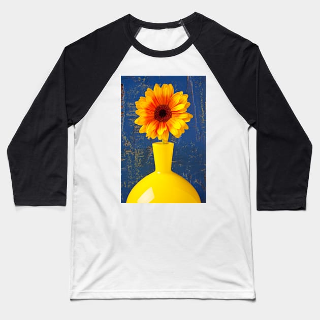 Gerbera Daisy In Yellow Vase Baseball T-Shirt by photogarry